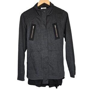 Cabi Charcoal Gray Mesh Back Jacket Womens‎ Size Small Moto Style 3184